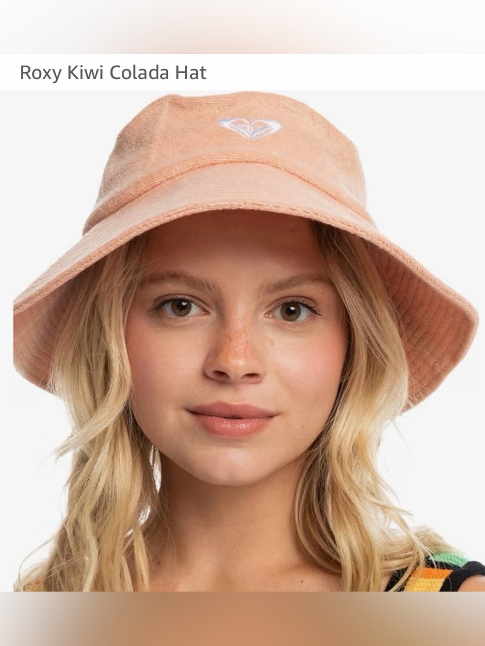 Roxy Peach Bucket Hat with Embroidered Logo